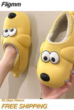 Fligmm Cotton Slippers Women Winter House Fur Warm Cotton Cute Lovely Cartoon Dog Indoor Shoes Couple Thick Soled Non Slip Slipper