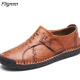 Fligmm Men Casual Shoes Handmade Moccasins Luxury Brand Rubber Sole Mens Loafers Black Sneakers Formal Shoes Size 46 Footwear