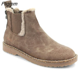 Fligmm Snow Boots Women 2023 Winter Warm Fashion Designer Platform Boots Gladiator Non-slip Short Plush Flats Suede Shoes Mujer