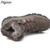 Fligmm Men Winter Snow Boots Waterproof Sneakers Super Warm Men's Boots Outdoor Anti-slip Male Hiking Boots Work Shoes Size 45