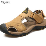 Fligmm Genuine Leather Men Shoes Summer New Large Size Men's Sandals Men Sandals Fashion Sandals Slippers Big Size 38-47