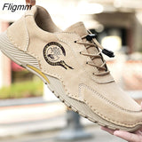 Fligmm Men's Suede Leather Shoes Non-slip Trend Comfortable Men Shoes Outdoor British Fashion Men High Top Sneakers Moccasins Men