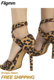 Fligmm Sexy Leopard Print Pointed Toe High Heels Summer Gladiator Sandals Women Ankle Buckle Strap Club Dance Shoes Zapatos Mujer