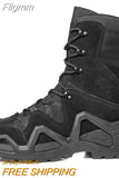 Fligmm Men's Military Boots Autumn Round Head Lace Up High-top Sneakers Outdoor Breathable Hiking Desert Boots Botas Taticas Masculino