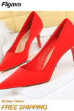 Fligmm Shoes 2023 New Women Pumps Fashion Wedding Shoes Satin High Heels Stiletto Sexy Party Shoes Women Heels Plus Size 43