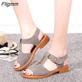 Fligmm toe Square heel sandals women 2023 summer shoes women Student Solid Zipper Low heel Metal Decoration Casual ladies shoes