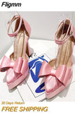 Fligmm New Fashion Pink Bowknot Pointed Toe Super High Heels Platform Pumps Women Sandals Party Wedding Banquet Shoes Size 35-42