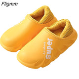 Fligmm Women Winter Fur Slippers Waterproof Warm Plush Household Slides Indoor Home Thick Sole Footwear Non-Slip Cloud  Plush Slides