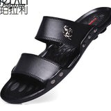 Fligmm Famous Brand 2023 Men Sandals Shoes Slippers Summer Flip Flops Beach Men Shoes Leather Sandalias Zapatos hombre