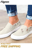 Fligmm Women Canvas Shoes 2023 Fashion Casual Canvas Shoes Women Flat Shoes Women Denim Zipper Loafers Plus Szie 43 Zapatos Para Mujer