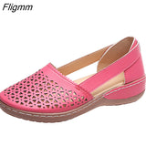 Fligmm Wedges Women Shoes Orthopedic Sandals Office Shoes Woman Slip-On Gladiator Casual Ladies Shoes Gingham Hollow Breathable 423-2