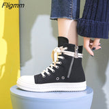 Fligmm Autumn New Style Women Casual Shoes Platform Sneakers PU Leather Shoes Woman High Top White Sewing Shoes Tenis Feminino