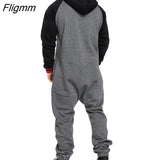 Fligmm Men Overalls Brand Long Sleeve Sweatshirt Garment Pajama Casual Tracksuit Jumpsuit Splicing Long Sleeve Male Clothes