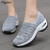 Fligmm Cushion Slip-On Women Walking Shoes Orthopedic Diabetic Ladies Platform Mules Mesh Lightweight Slippers Wedge Female Sneaker