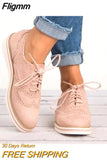 Fligmm Women Oxfords Cut-Outs Lace Up Brogue Shoes Flat Platform England Ladies Non-slip Shoes Breathable Casual Female Low Footwear