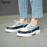 Fligmm Natural Genuine Leather Flats Shoes Women Round Toe Casual Shoes Cross Tied Flats Footwear Female Shoes Spring 2023 New