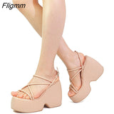 Fligmm Size 35-43 Brand New women's Wedges High Heels Sandals Fashion Buckle Platform Summer Sandals Women Party Beach Shoes Woman