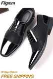 Fligmm Classic Men Dress Shoes For Men Oxfords Patent Leather Shoes Lace Up Formal Black Leather Wedding Party Shoes2023