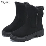 Fligmm Boots Women Shoes New Platform Warm Fashion Snow Boots Size 42 Punk Shoes Plush Chunky Boots Non-Slip Botas De Mujer