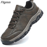 Fligmm Men Boots Outdoor Walking Casual Shoes Comfortable Leather Sneakers Men 2023 New Male Rubber Flats Ankle Boots Men Shoes Boots