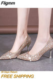 Fligmm Silver High Heels Glitter Heels Pointed Heels Mary Jane Shoes Evening Shoes Dress Shoes Women Pumps Thin Heels Summer d8