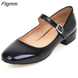 Fligmm Flat Shoes Women Mary Jane Ladies Shoes Flats Fall Buckle School Shoes Ballerina Flats Footwear Black Big Size 9 10 43