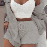 Fligmm Women Casual Sportswear Two Piece Sets Drawstring Crop Top and Shorts Summer Matching Set Athleisure 2023