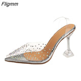 Fligmm Summer Women Elegant Pumps Sky High Heels Bling Crystal Shoes Woman Sexy Ladies Party Club Dress Transparent Slippers