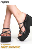 Fligmm Wedges Sandals For Women Strappy Flip Flop Slipper Shoes 2023 Summer New Goth Casual Cross Band Thong Sandals Brand