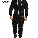 Fligmm Men Overalls Brand Long Sleeve Sweatshirt Garment Pajama Casual Tracksuit Jumpsuit Splicing Long Sleeve Male Clothes