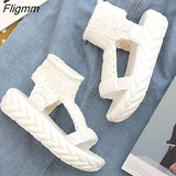 Fligmm Elastic Mesh Platform sandals 2023 Summer shoes women Fashion Open toe flat sandals Sweet Hollow Slip-On female shoes