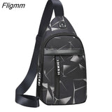 Fligmm Men's USB Chest Bag Designer Men Messenger Crossbody Package PU Leather Shoulder Bags Package Travel Chest Bag Bolso Hombre