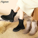 Fligmm Boots Women Shoes New Platform Warm Fashion Snow Boots Size 42 Punk Shoes Plush Chunky Boots Non-Slip Botas De Mujer