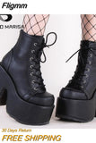 Fligmm INS 2023 Platform Round Toe high-heeled Buckle Strap Punk Cool Goth women's Sandals Cutout Thick Heel Summer Shoes