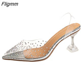 Fligmm Summer Women Elegant Pumps Sky High Heels Bling Crystal Shoes Woman Sexy Ladies Party Club Dress Transparent Slippers