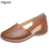 Fligmm Wedges Women Shoes Orthopedic Sandals Office Shoes Woman Slip-On Gladiator Casual Ladies Shoes Gingham Hollow Breathable 423-2