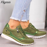 Fligmm Women Shoes Wedge Flat Shoes New Fashion Gold Sneakers Zipper Platform Trainers Women Shoes Casual Lace-Up Womens Sneakers 925