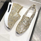 Fligmm Sandals Bling Mesh Sandals New Summer Shoes Women Fashion Slip-On Sandals Women Concise Platform Sneakers Women