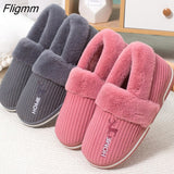 Fligmm Women Men Couples Home Slippers New Fashion Warm Winter Furry Soft Short Plush Slipper Non Slip Bedroom Slides Indoor Shoes