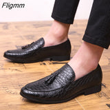 Fligmm Braided Pattern Genuine Leather Shoes Slip-on Casual Loafers Men's Business Shoes Formal Dress Shoes Zapatos Dropshipping