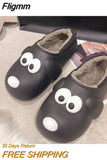 Fligmm Cotton Slippers Women Winter House Fur Warm Cotton Cute Lovely Cartoon Dog Indoor Shoes Couple Thick Soled Non Slip Slipper