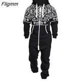 Fligmm Men Overalls Brand Long Sleeve Sweatshirt Garment Pajama Casual Tracksuit Jumpsuit Splicing Long Sleeve Male Clothes