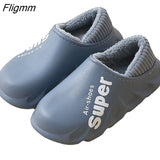 Fligmm Women Winter Fur Slippers Waterproof Warm Plush Household Slides Indoor Home Thick Sole Footwear Non-Slip Cloud  Plush Slides