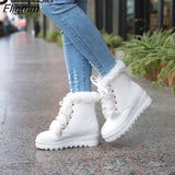 Fligmm Big Size 30-43 Female Winter Ankle Boots Warm Fur Platform Boots Women Height Increasing Thick Plush Shoes Woman