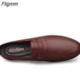 Fligmm Luxury Men's Slippers Genuine Leather Loafers Men Moccasins Casual Non-slip Man Shoes Summer Fashion Half Shoes For Men