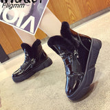 Fligmm Warm Shoes Woman White Snow Boots High Top Zipper 2023 Winter Velvet Fur Lady Casual Shoes Black Waterproof Ankle Boots