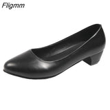 Fligmm Heels Women Shoes Round Toe Slip-On High Heels Office Ladies Black Patent Leather Pumps Spring Autumn Pu Shallow Shoes